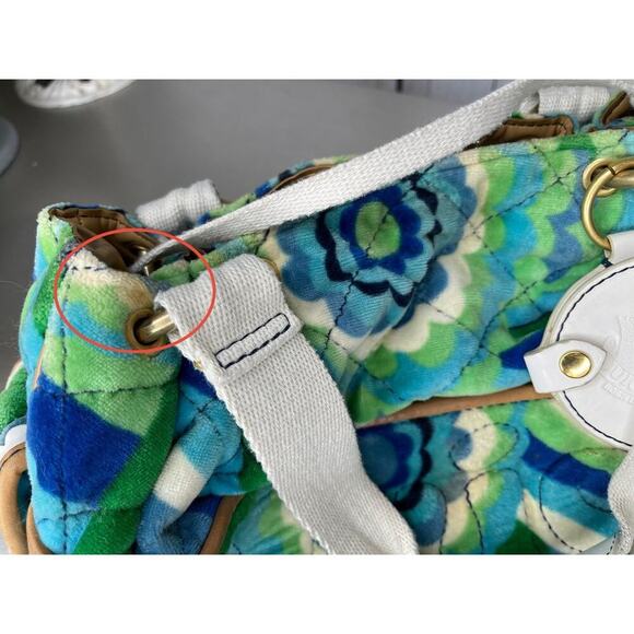 Vintage Juicy Couture Bag Satchel Handbag Y2K Terry Psychedelic Paisley Green - Picture 13 of 14